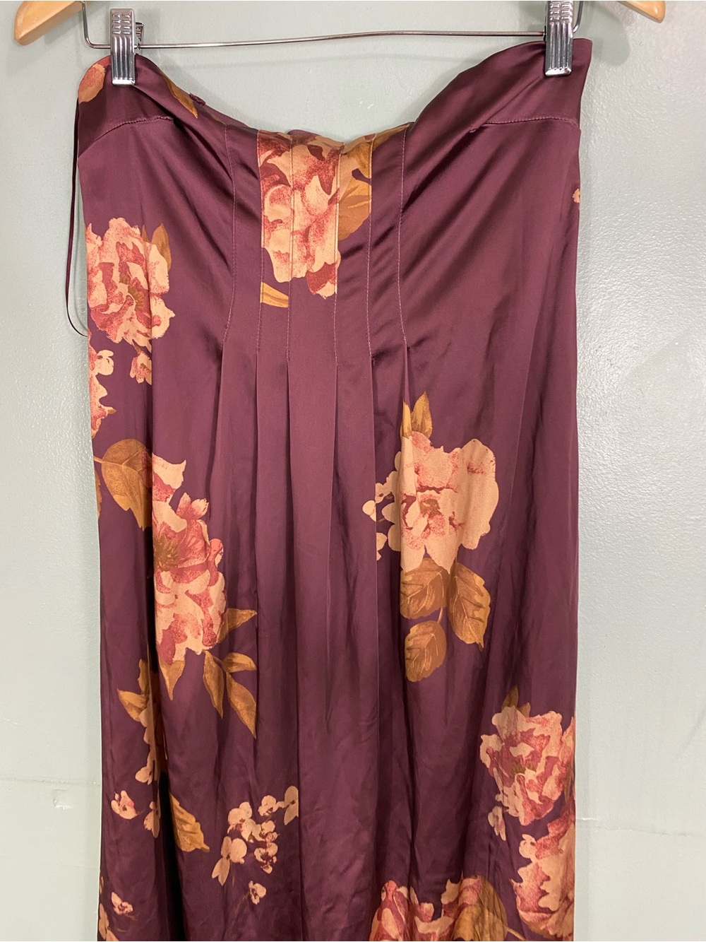 Free People Botanical Maxi Dress Brown Floral Strapless Pleated Sundress M iu - Picture 3 of 7